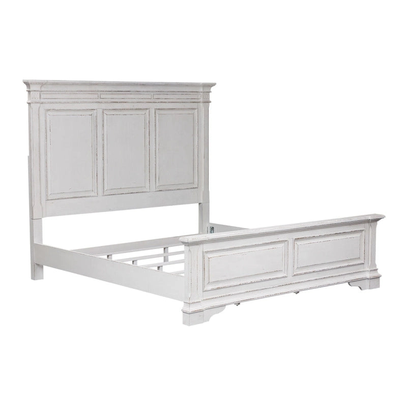 Antique White King Panel Bed for 2 – Traditional Style