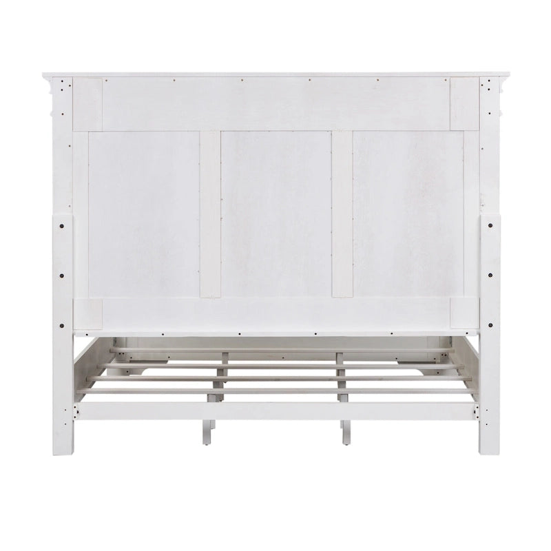 Antique White King Panel Bed for 2 – Traditional Style