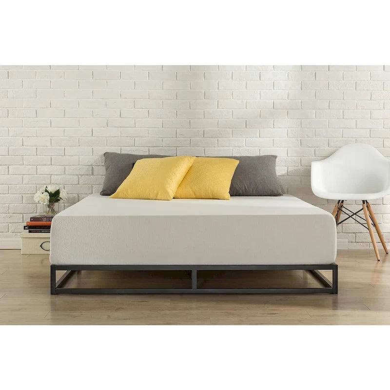 Black King Size Low Profile Platform Bed Frame, 1-Person