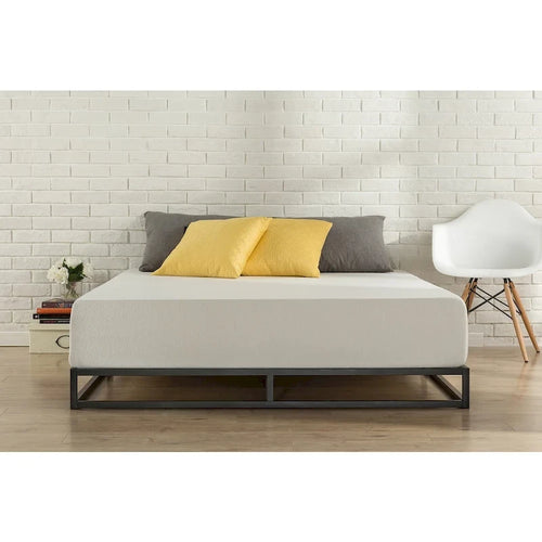 Black King Size Low Profile Platform Bed Frame, 1-Person