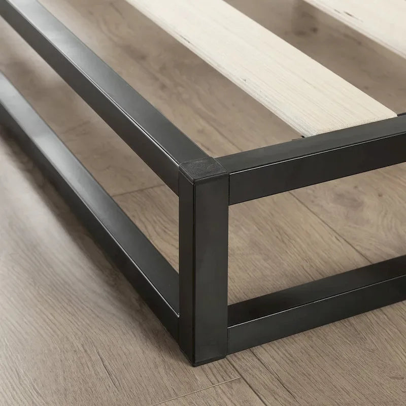 Black King Size Low Profile Platform Bed Frame, 1-Person