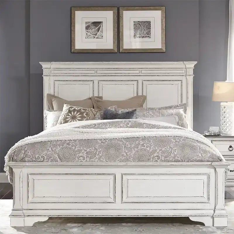  Abbey Park Weathered Brown & Antique White Queen Panel Bed