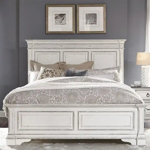  Abbey Park Weathered Brown & Antique White Queen Panel Bed