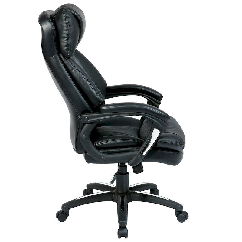 Black Mid-Back Bonded Leather Executive Office Chair, Single