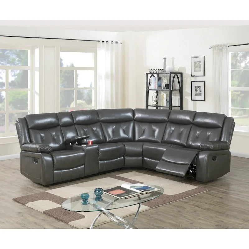Taupe / Dark Brown 3-Seat Manual Reclining Sectional, 2 Colors