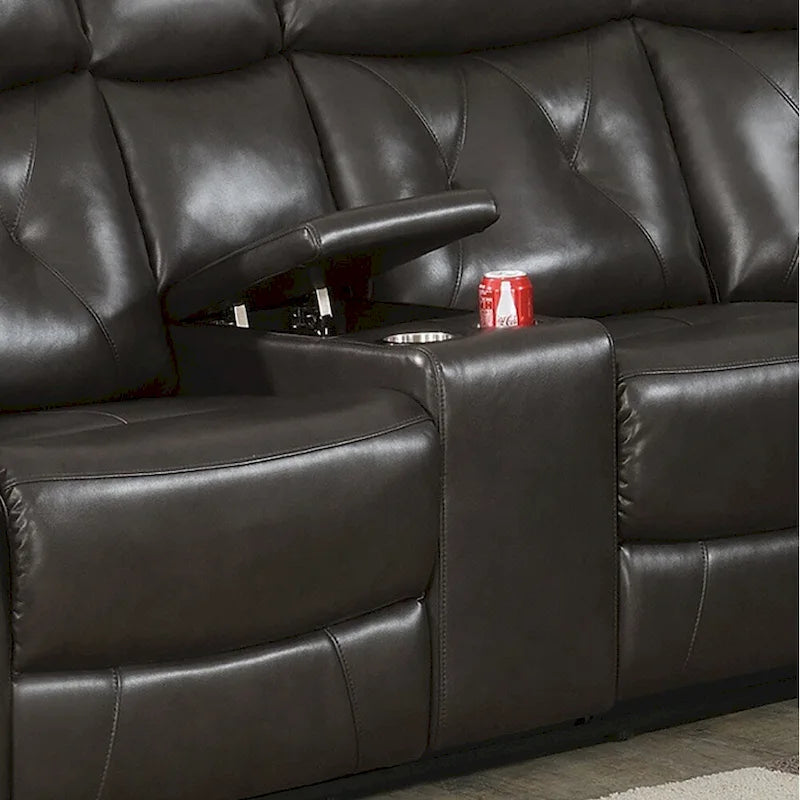 Taupe / Dark Brown 3-Seat Manual Reclining Sectional, 2 Colors