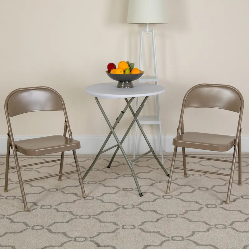 Red / Black / Beige / Gray Metal Folding Chair – Set of 2