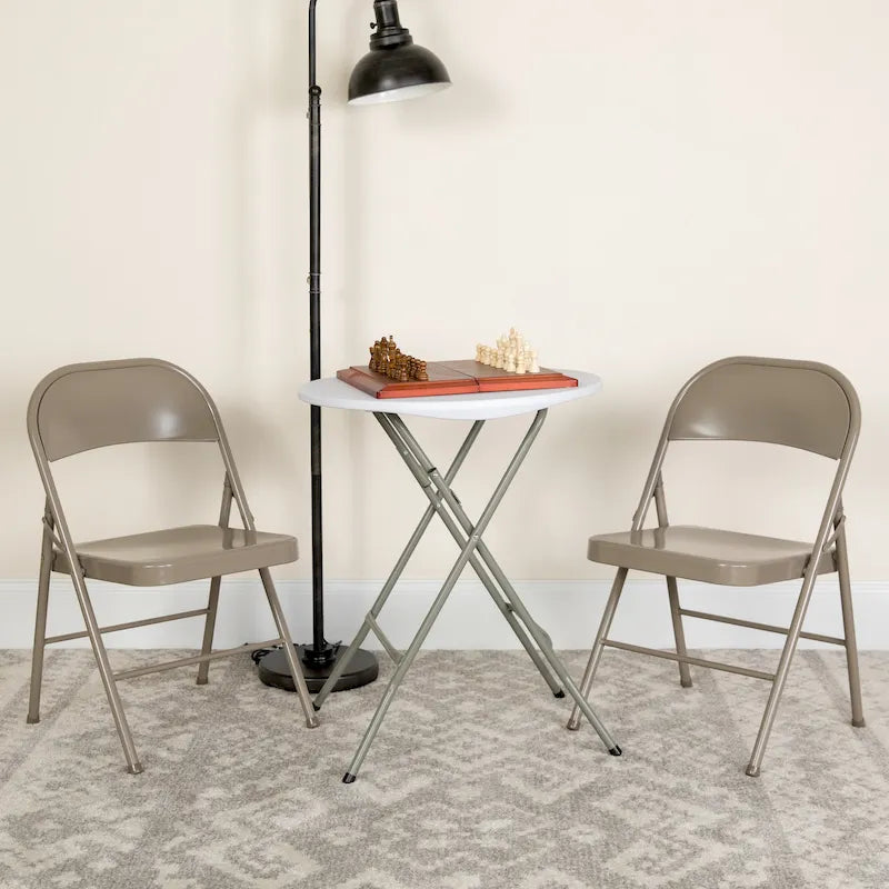 Red / Black / Beige / Gray Metal Folding Chair – Set of 2