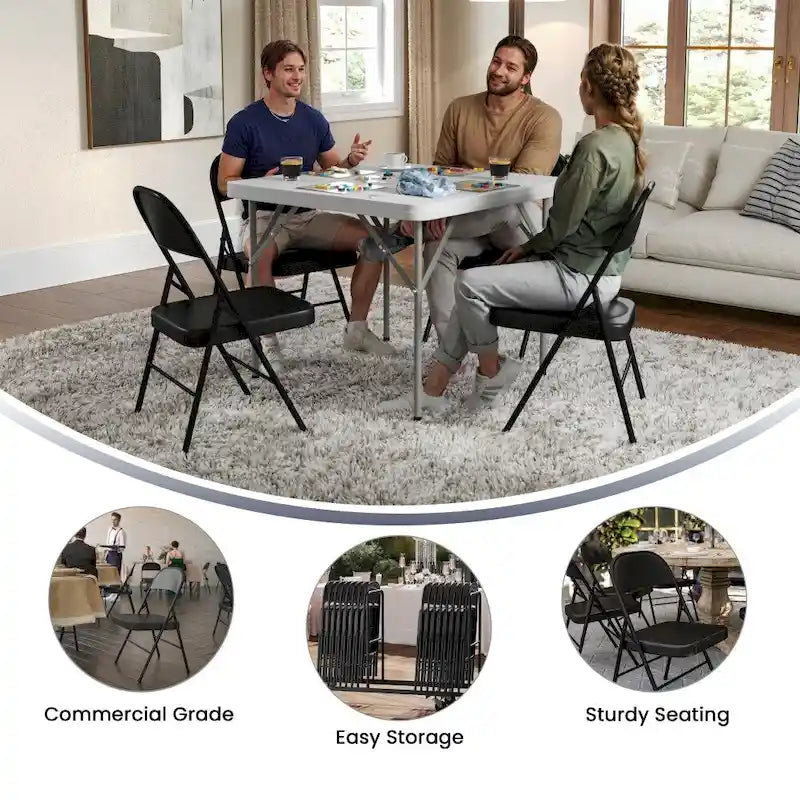 Red / Black / Beige / Gray Metal Folding Chair – Set of 2