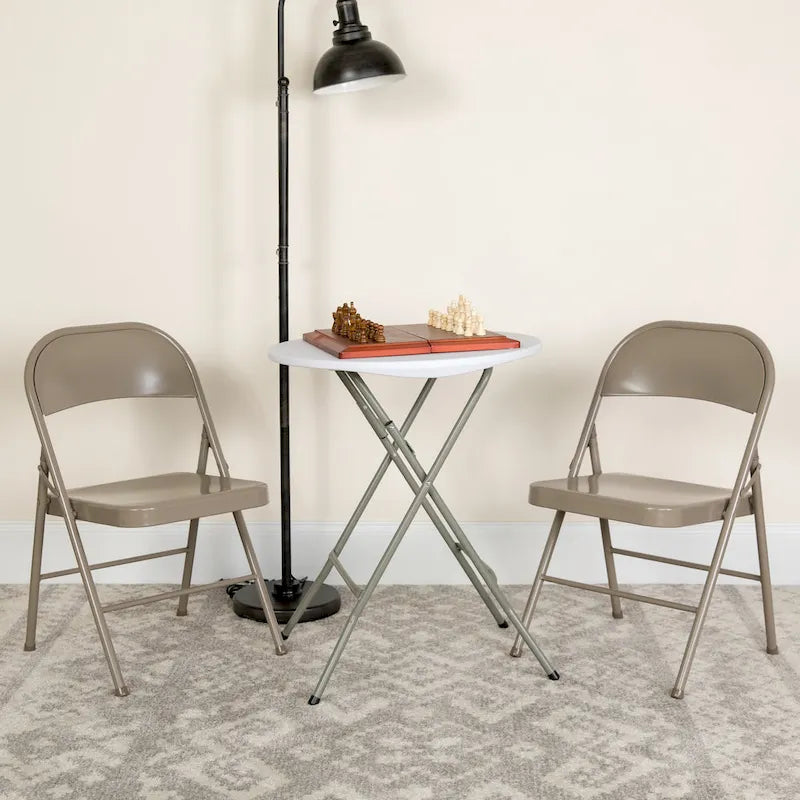 Red / Black / Beige / Gray Metal Folding Chair – Set of 2