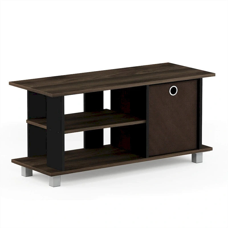Compact TV Stand with Foldable Storage Drawers, Fits up to 32" Screen