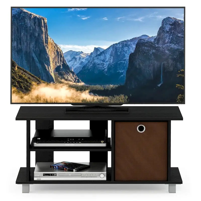 Compact TV Stand with Foldable Storage Drawers, Fits up to 32" Screen