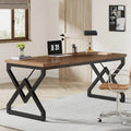 63" Brown Single-Person Executive Desk, Vintage Style