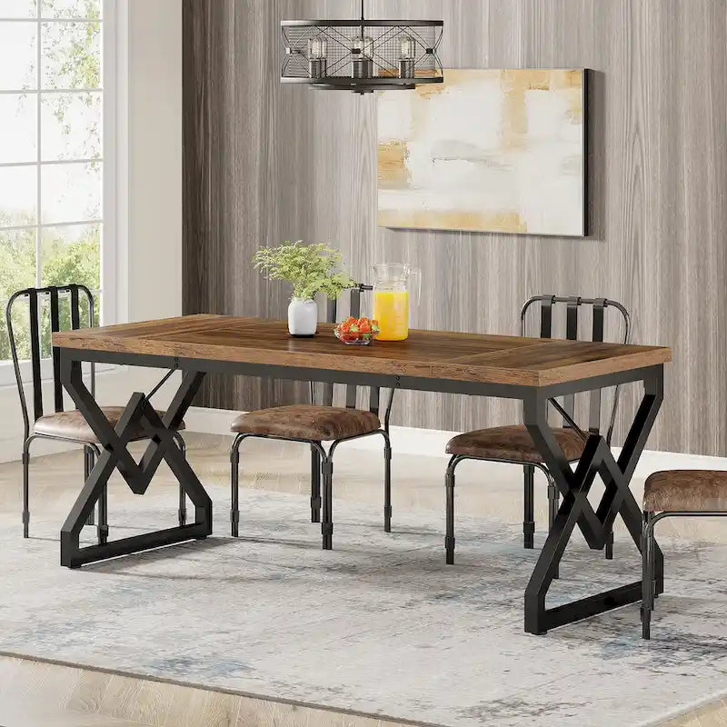 63" Brown Single-Person Executive Desk, Vintage Style