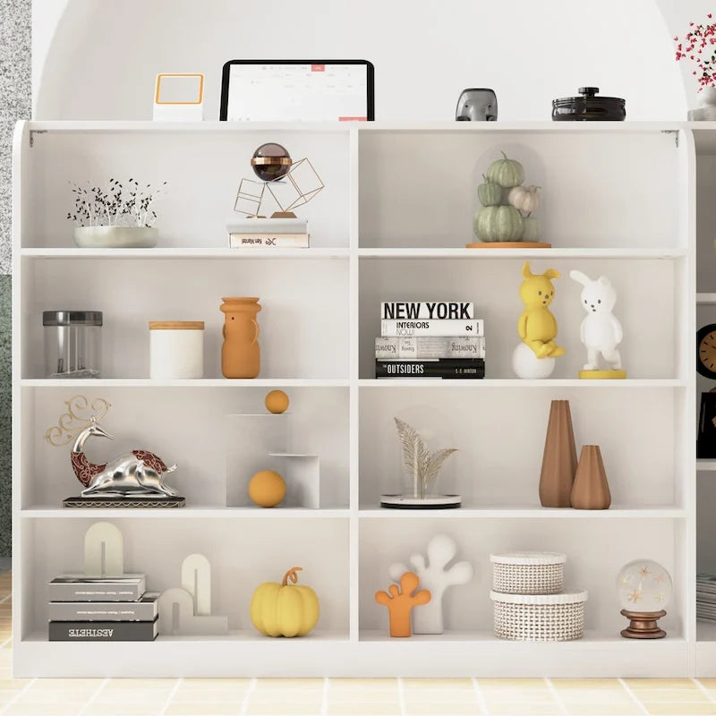 White L-Shaped Reception Desk with Storage, Single-Person Workstation