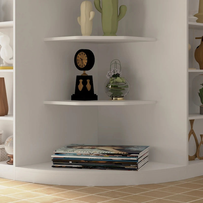 White L-Shaped Reception Desk with Storage, Single-Person Workstation