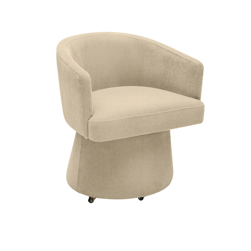 Taupe / Pink / Light Green Chenille Swivel Rolling Desk Chair, Single Seat