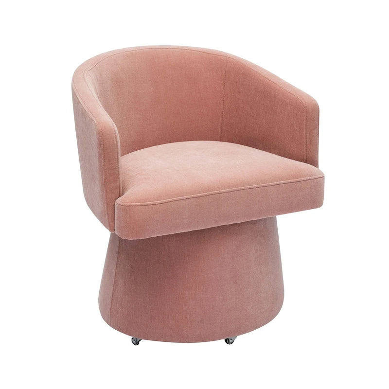 Taupe / Pink / Light Green Chenille Swivel Rolling Desk Chair, Single Seat