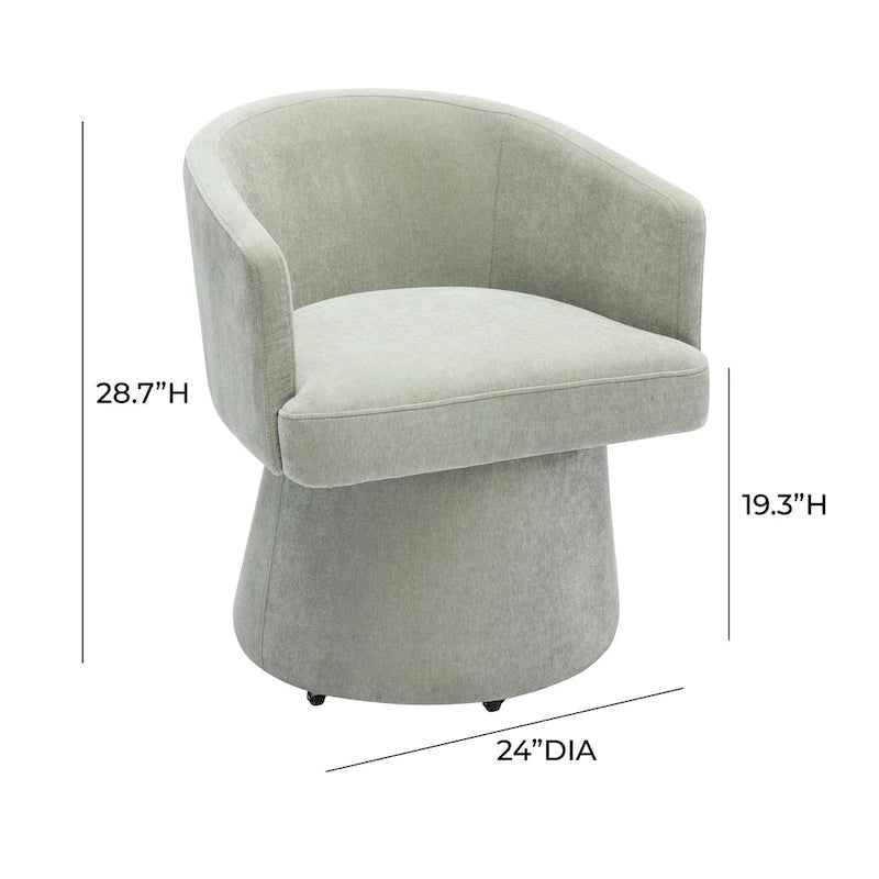 Taupe / Pink / Light Green Chenille Swivel Rolling Desk Chair, Single Seat