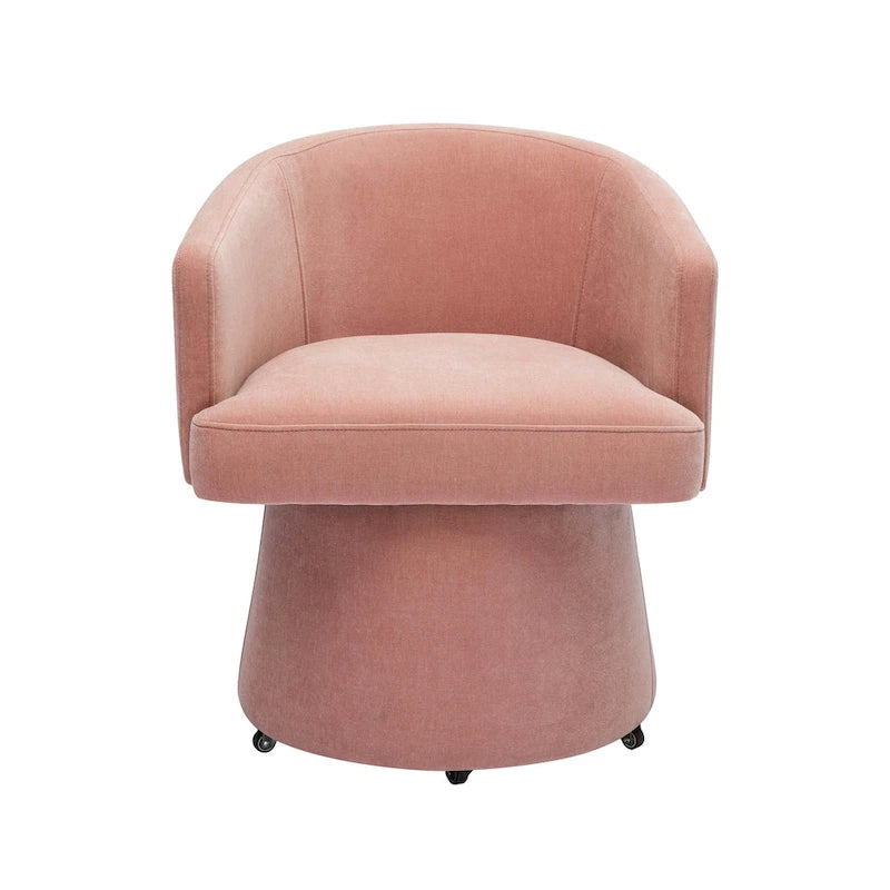 Taupe / Pink / Light Green Chenille Swivel Rolling Desk Chair, Single Seat