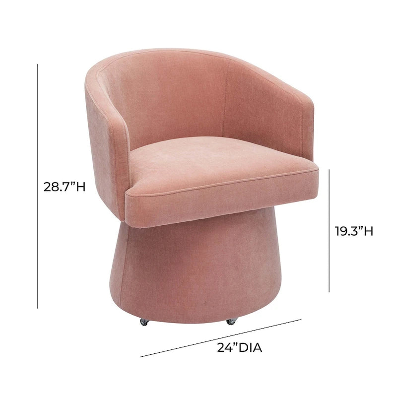 Taupe / Pink / Light Green Chenille Swivel Rolling Desk Chair, Single Seat