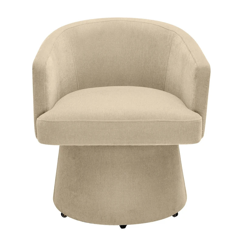 Taupe / Pink / Light Green Chenille Swivel Rolling Desk Chair, Single Seat