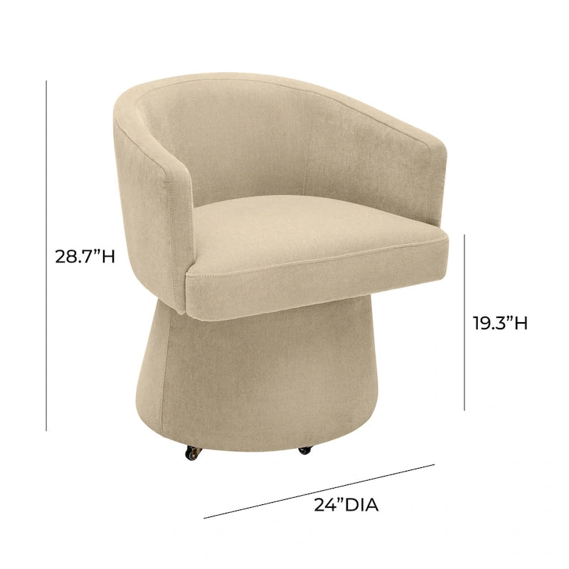 Taupe / Pink / Light Green Chenille Swivel Rolling Desk Chair, Single Seat