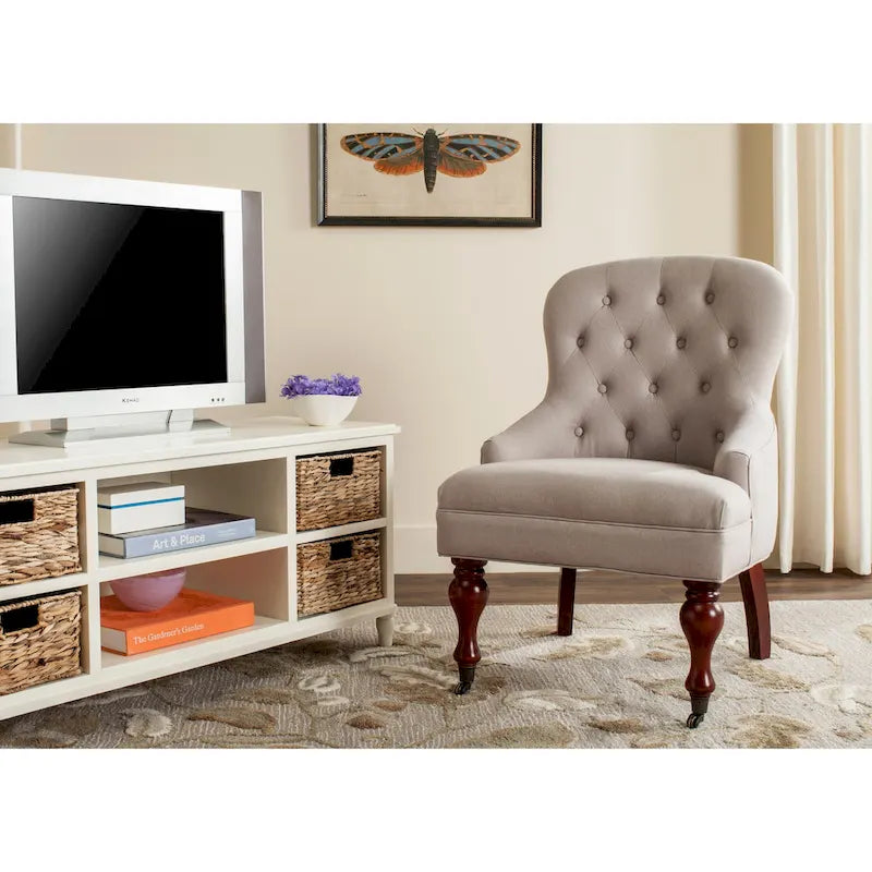  Chrissy Tufted Beige Petite Arm Chair - 23.6 x 28.7 x 34.6 - 24Wx29Dx35H