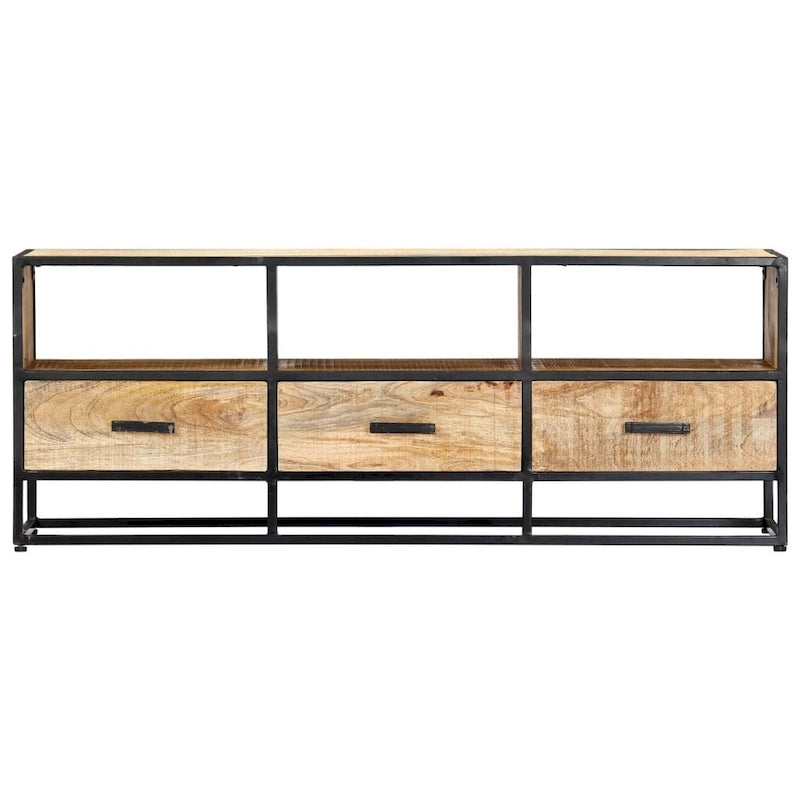 Brown Industrial TV Stand, 3 Drawers & 3 Shelves, Fits up to 50"