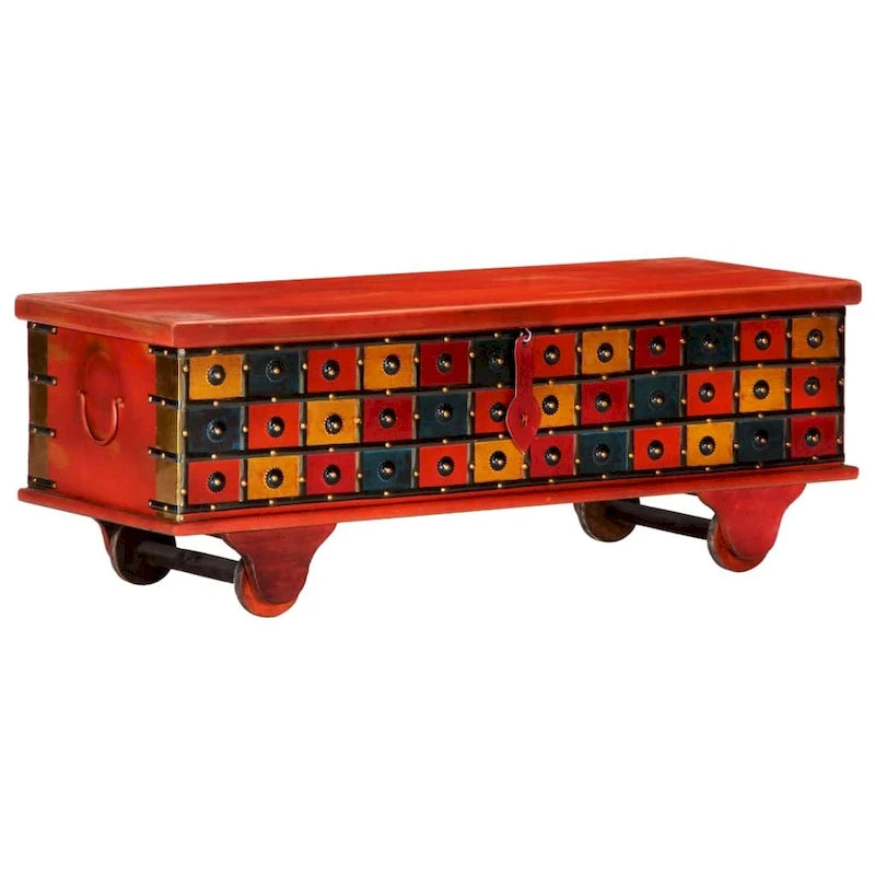  Storage Box Red 43.3x15.7x15.7 Solid Acacia Wood