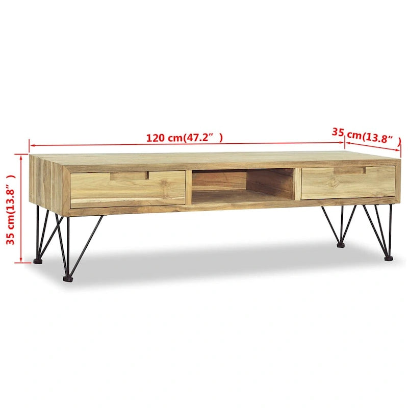 Brown Colonial TV Stand / Lowboard, 1-Person Assembly, 47.2"W