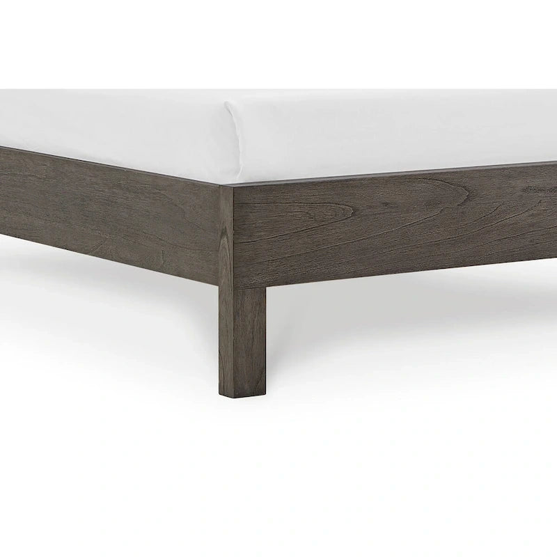Gray King Bed with Cut-Out Headboard & 4 Storage Drawers, Sleeps 2