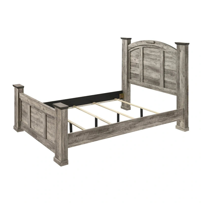 Gray Rustic Panel Bedroom Set, 3-Piece, King/Queen, Sleeps 1
