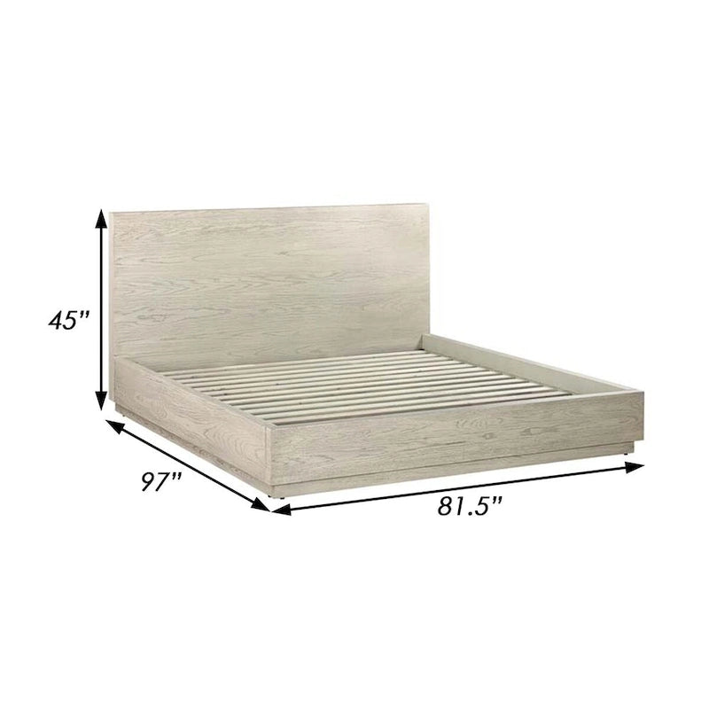Gray Oak Wood King Platform Bed – Tall Headboard, Low Profile, Sleeps 2