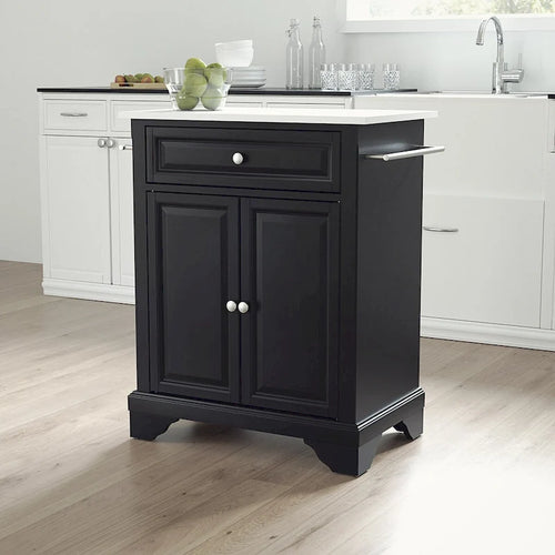 Black Granite Top Portable Kitchen Island, 31W x 18D x 35.5H