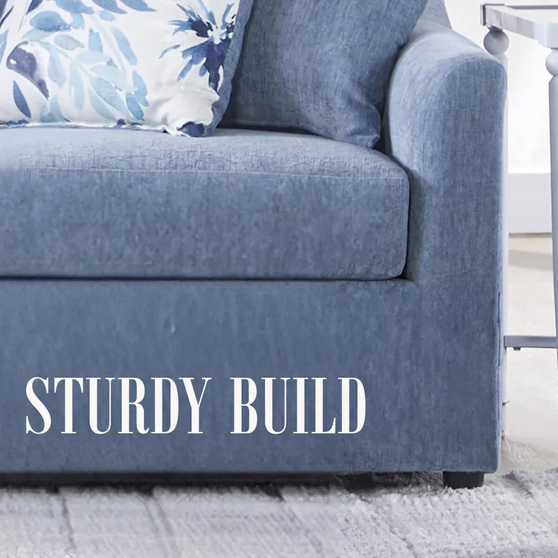Slate Blue / Blue-White 2-Seat Living Room Set (Sofa + Swivel Chair)