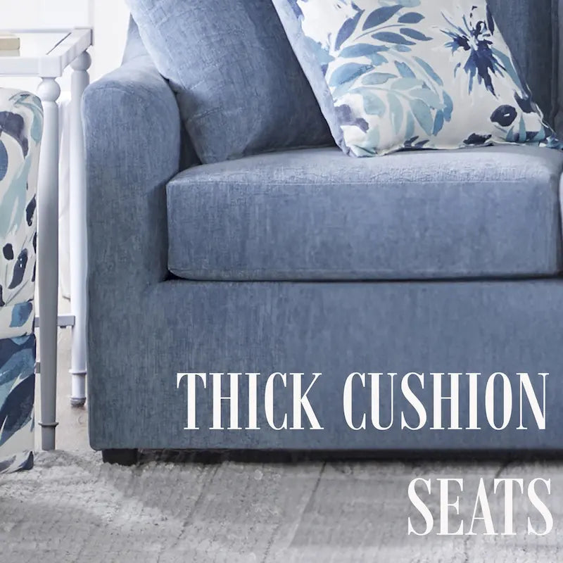 Slate Blue / Blue-White 2-Seat Living Room Set (Sofa + Swivel Chair)
