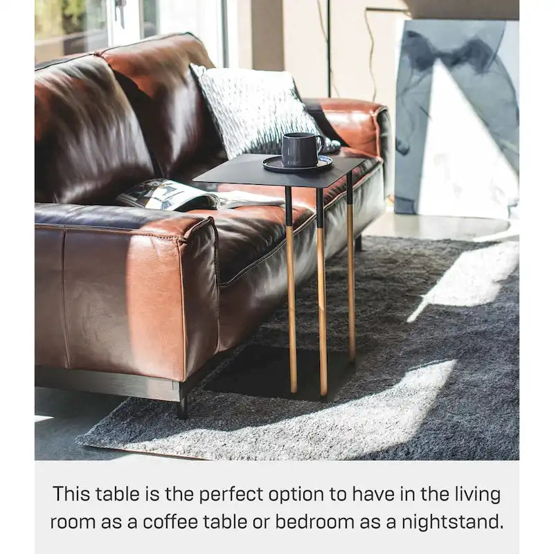 Black / White C-Shaped Side Table, Steel Frame, Single Use