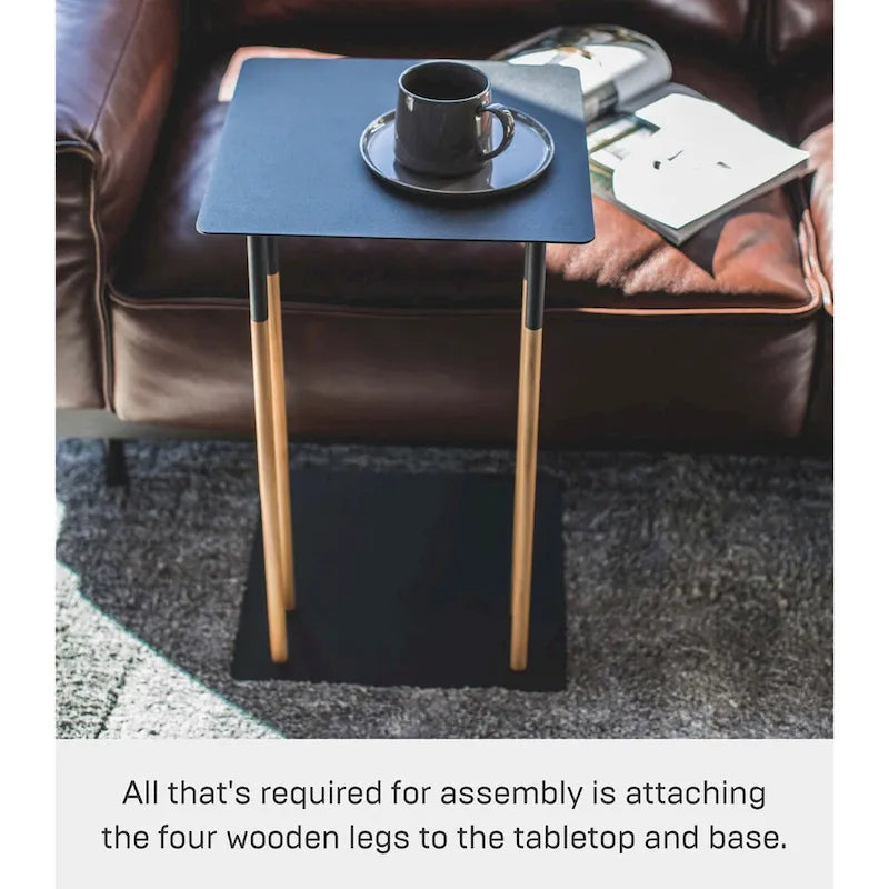 Black / White C-Shaped Side Table, Steel Frame, Single Use