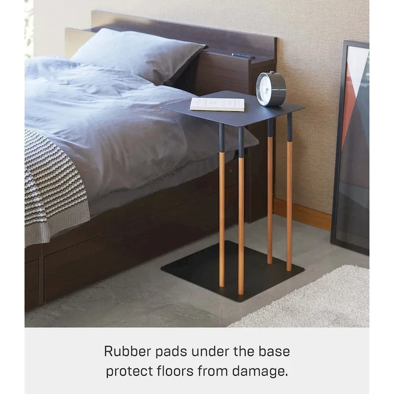 Black / White C-Shaped Side Table, Steel Frame, Single Use