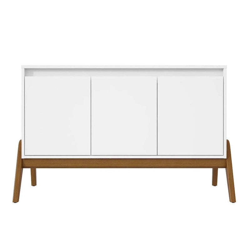 Mid-Century Modern 3-Door Sideboard – Matte Black / Greige / Matte White