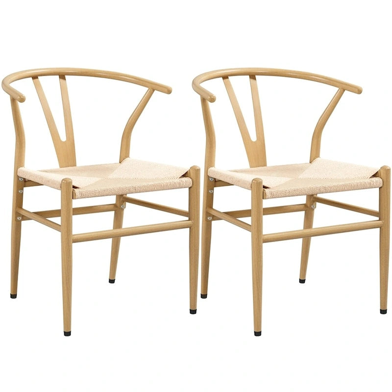 Black/White Brown White Wood Black Chocolate Brown Y-Back Woven Dining Chair Set of 2