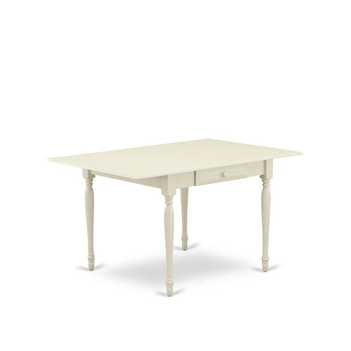 5-Piece Drop Leaf Dining Set, Mahogany / Linen White, Seats 4