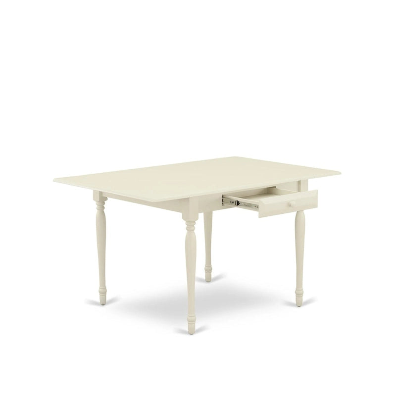 5-Piece Drop Leaf Dining Set, Mahogany / Linen White, Seats 4