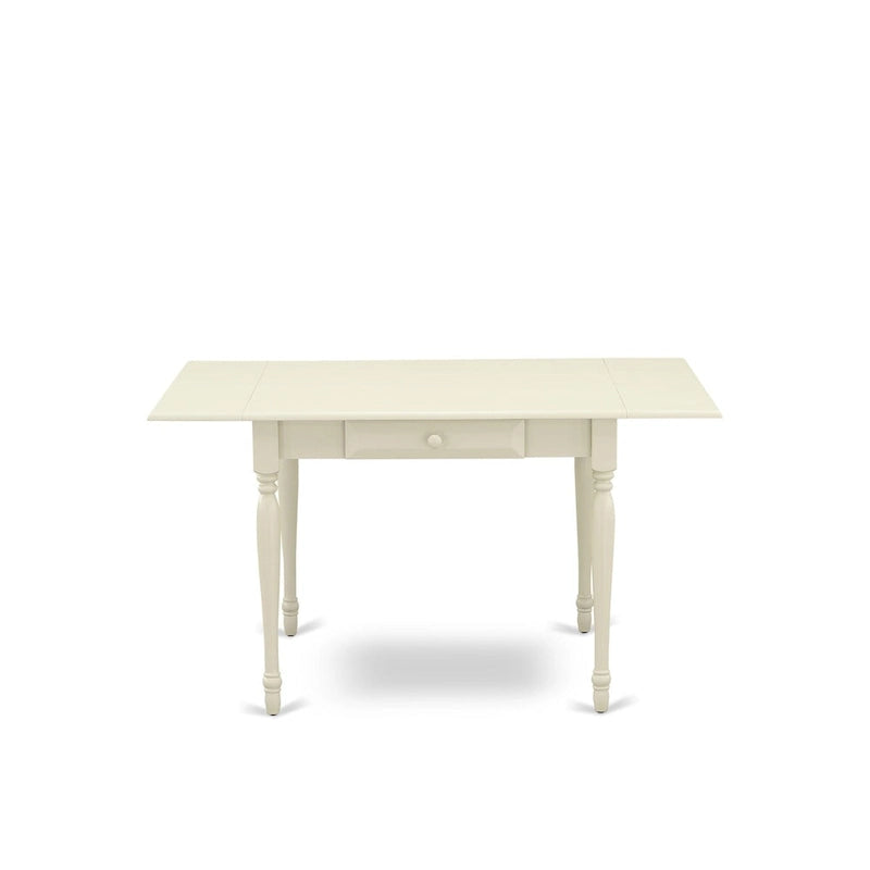 5-Piece Drop Leaf Dining Set, Mahogany / Linen White, Seats 4