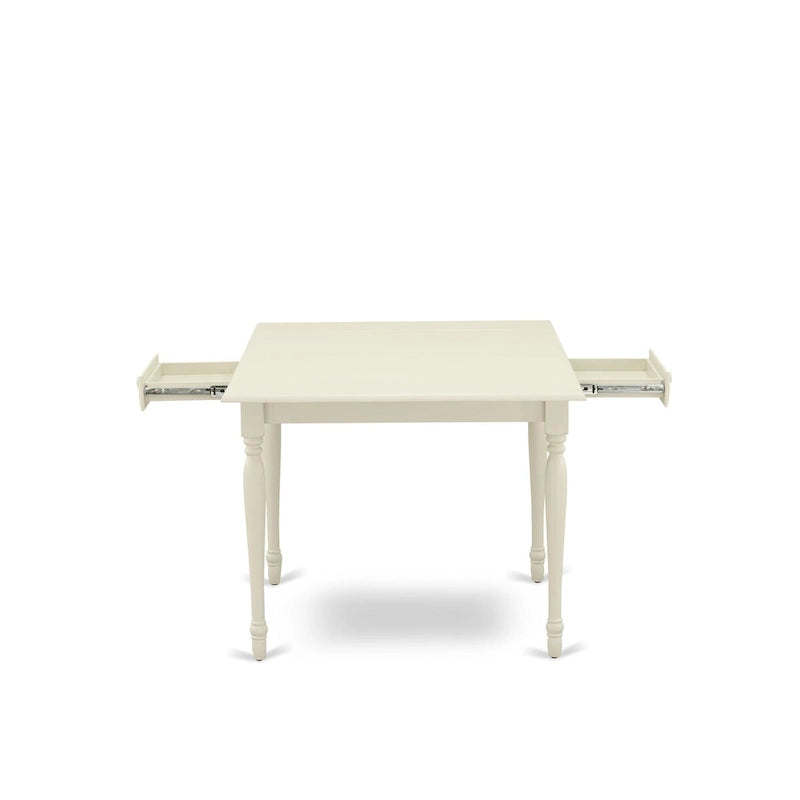 5-Piece Drop Leaf Dining Set, Mahogany / Linen White, Seats 4
