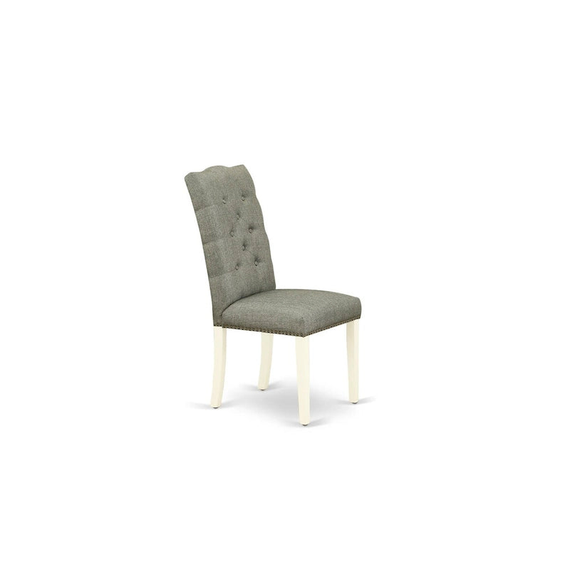 5-Piece Drop Leaf Dining Set, Mahogany / Linen White, Seats 4