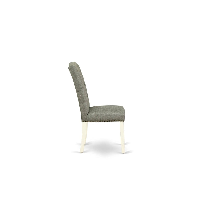 5-Piece Drop Leaf Dining Set, Mahogany / Linen White, Seats 4