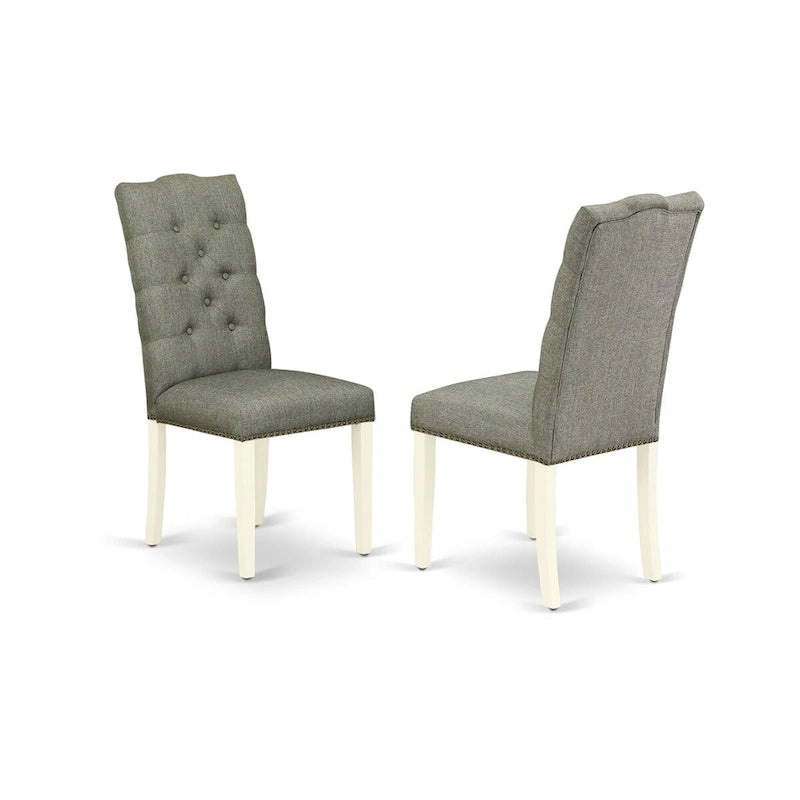 5-Piece Drop Leaf Dining Set, Mahogany / Linen White, Seats 4