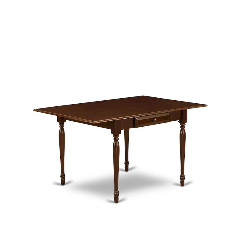 5-Piece Drop Leaf Dining Set, Mahogany / Linen White, Seats 4